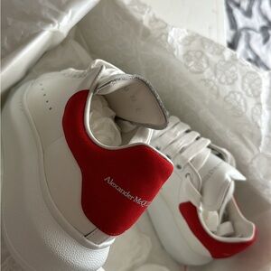 Alexander McQueen Red and White Leather Sneakers